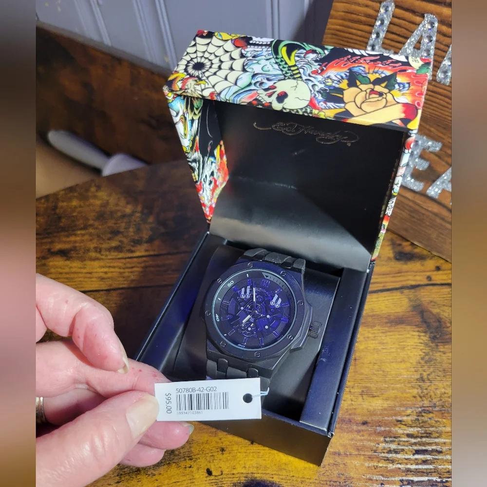 Ed Hardy mens Black Gray Watch